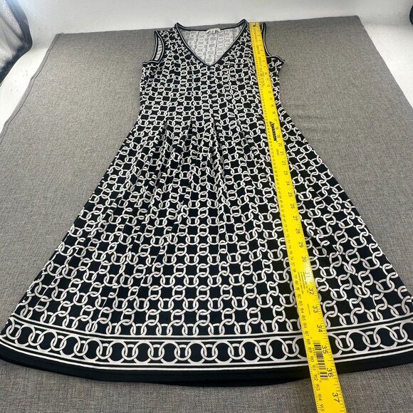Max Studio Sleeveless A-Line Dress XS Black White V-Neckline Chain Link‎ Pattern - Picture 5 of 10